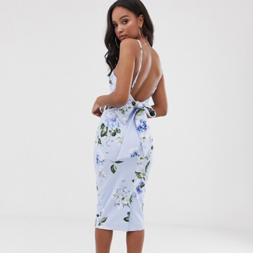 ASOS DESIGN Floral Tie Back Midi Dress